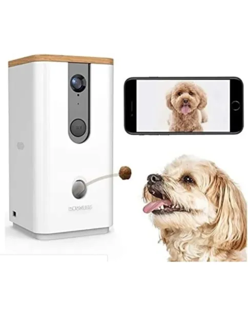 Cámara para perro golosina para mascotas empuje visión nocturna 1080p HD Pan Micrófono WiFi **NUEVO**
