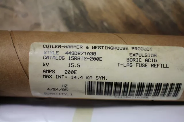 Cutler Hammer 15RBT2-200E 15,5 Kv 200E-Ampères FUSIBLE NEUF 2