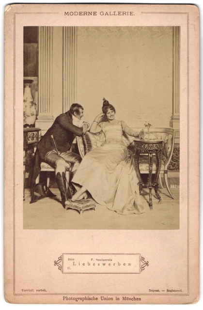 Fotografie Photographische Union, München, Gemälde Liebeswerben nach F. Soulacr