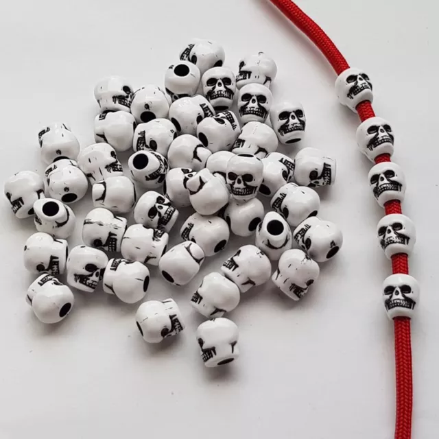 15/30/50 Skull Beads Acryl Großlochperle Bartperle Bead Totenkopf Schädel 💀
