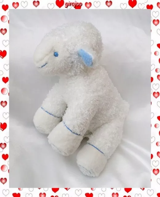Doudou Peluche Mouton Agneau Blanc Spirales Bleu Avène