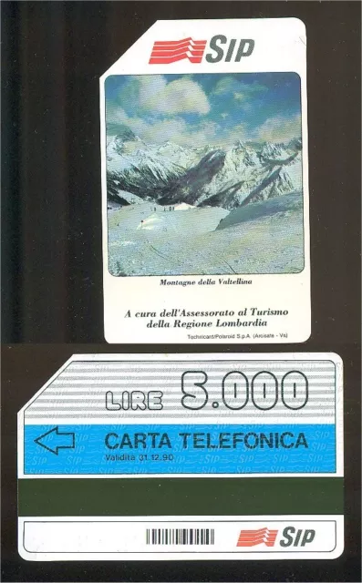 Scheda telefonica L. 5.000 usata serie Turistica MONTAGNE DELLA VALTELLINA.
