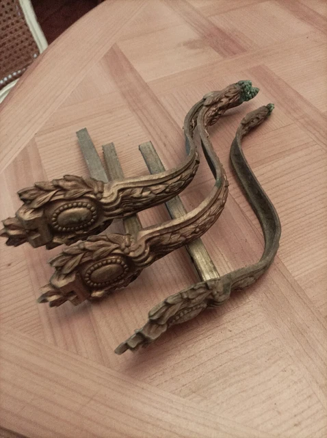 4 ancien glands embouts pompons pour cordon de rideau en bronze ou laiton