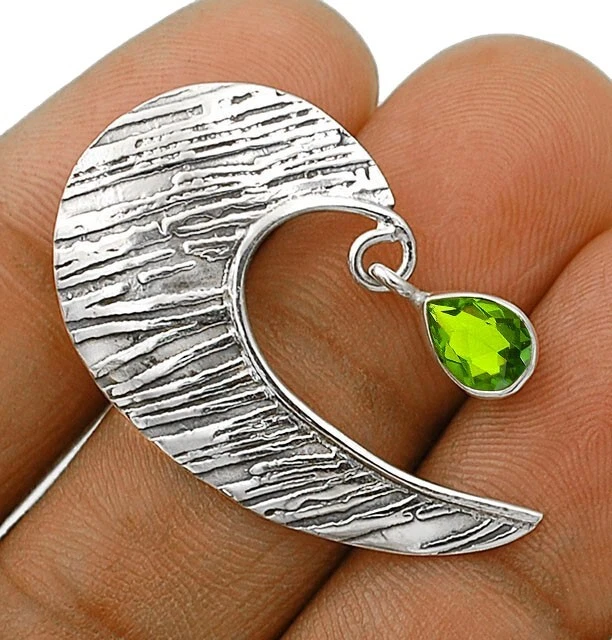 Natural Peridot 925 Solid Sterling Silver Pendant Jewelry CT7-1