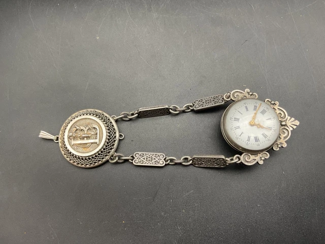 Clavette Chaîne Châtelaine Vintage Fin XIXe Siècle - Finement Gravée, Superbe état, Fait Main En France