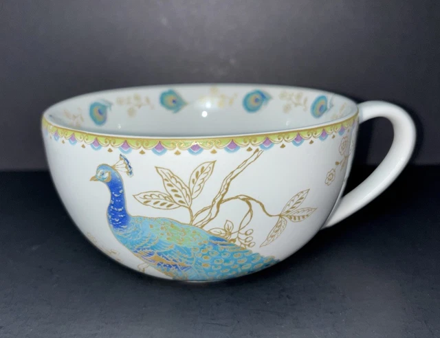 222 FIFTH LAKSHMI Turquoise Peacock Coffee Tea Mugs Cups Set of 2 Porcelain  Gold $19.67 - PicClick