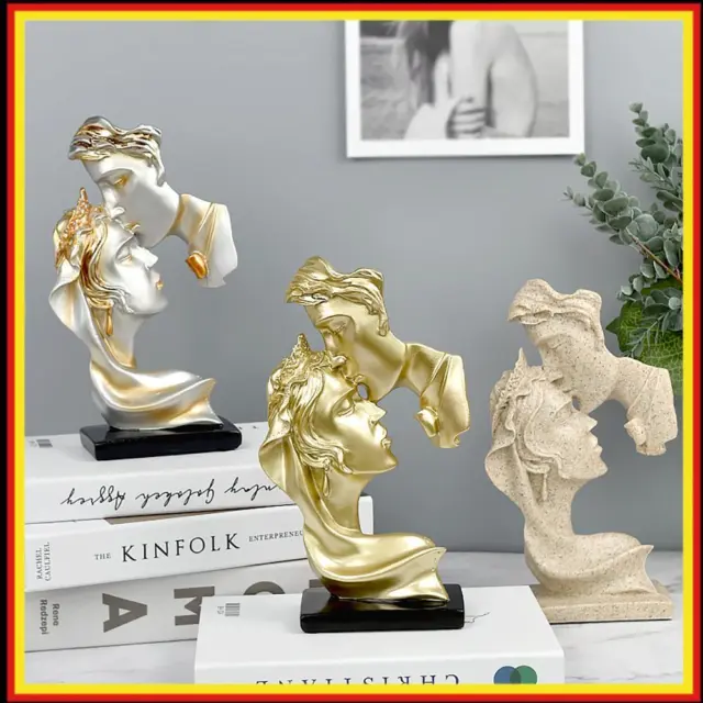 Resin Couple Kissing Statue Handicraft Love Figures Sculpture for Office Bedroom