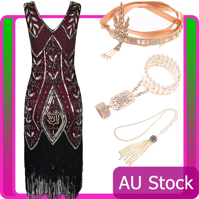 Deluxe Ladies 20s 1920s Roaring Flapper Costume Sequin Gatsby 20's Fancy Dress - Foto 6