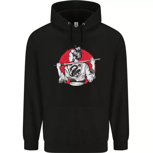 Felpa con cappuccio donna tatuaggio samurai MMA Kenjutsu Kendo Iaido 80% cotone