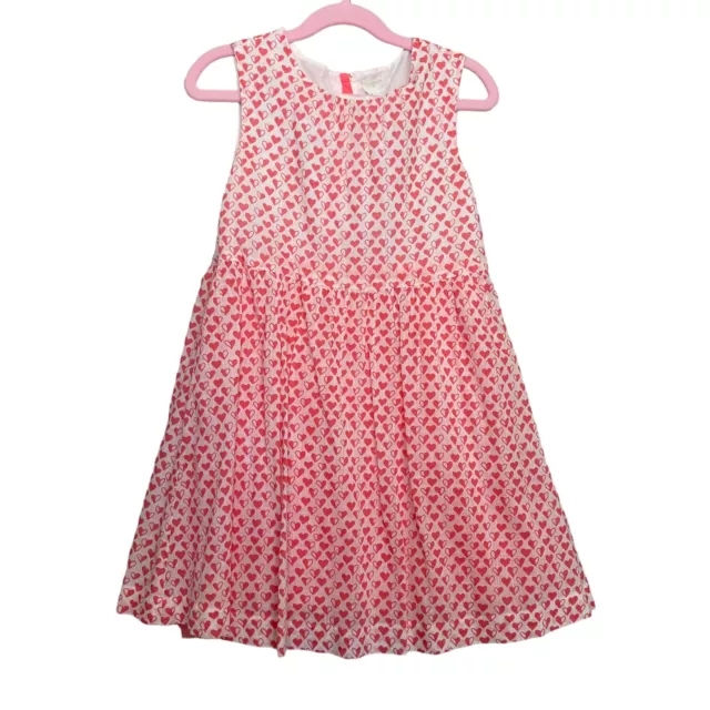 Crewcuts | Girl's Pink and White Heart Flare Dress | Size: 7Y