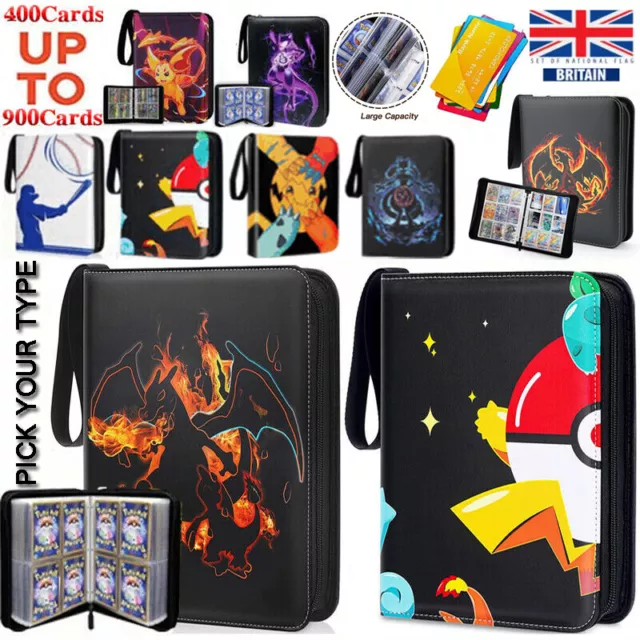 Pokemon Card Folder 4-9Pockets Trading Album Case Large 400-900Cards Game Binder