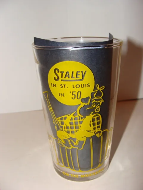 Vintage Staley Feed & Seed Advertising Drinking Glass On The Mississippi