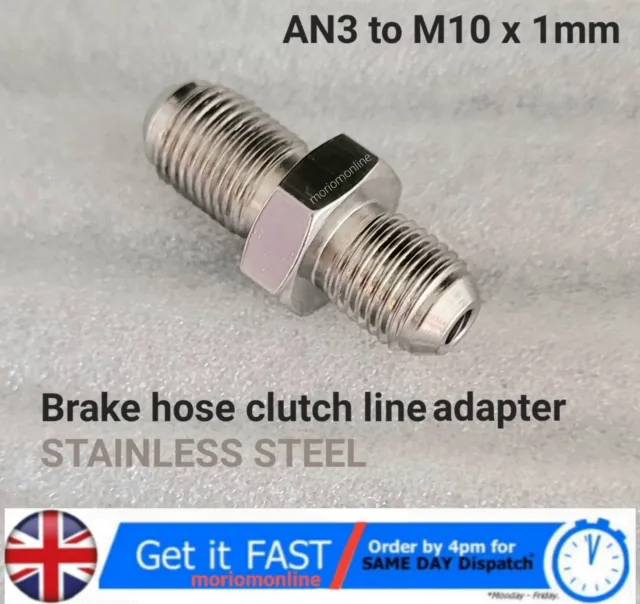 AN-3 AN3 Flare to M10x1.0 FLARE SEAT STAINLESS STEEL STRAIGHT Adapter UK