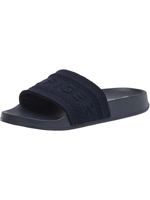 TOMMY HILFIGER Womens Navy Pool Slides Dollop Toe Slip On Slide Sandals 9 M
