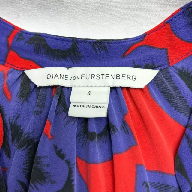 DVF Diane von Furstenberg Poppy Floral Stretch Silk Freya Shirt Dress Size 4 3
