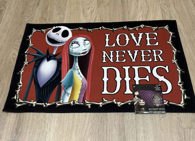 Disney Nightmare Before Christmas Jack and Sally Love Never Dies Accent Rug Mat