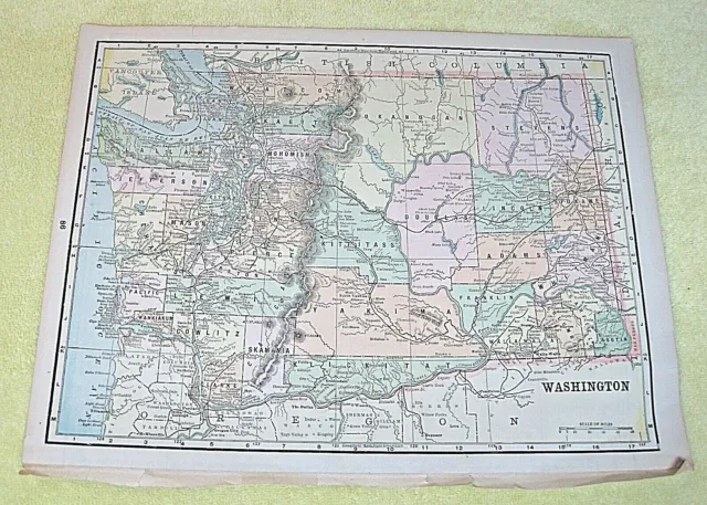 OLD Map Idaho &  Washington State Color 14 1/2 x 11 inches Nice Clean Shape