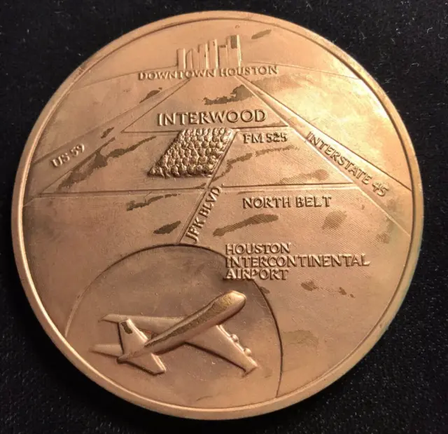 Houston Intercontinental Airport 1983 Interwood Medal Medallic Arts Co 76mm
