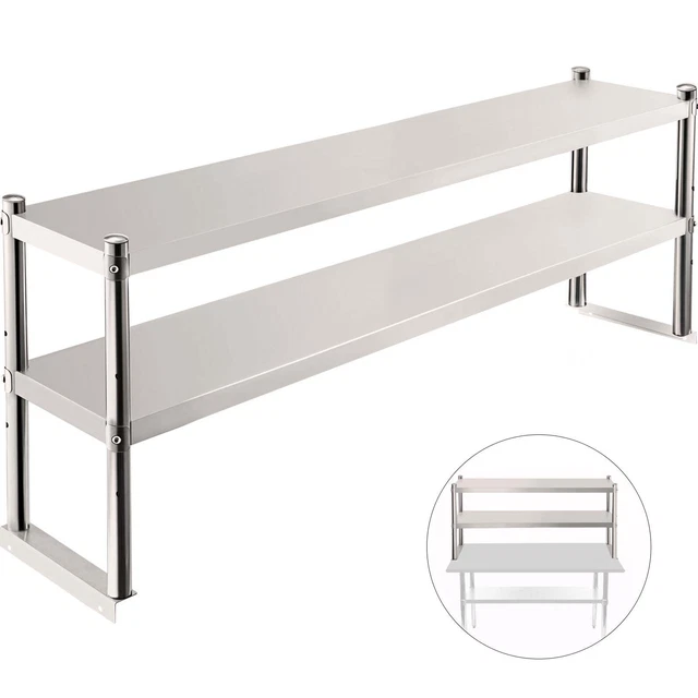 Stainless Steel Commercial Wide Double Overshelf - 60" x 12" - for Prep Table