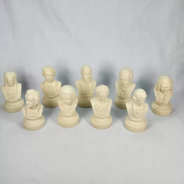 Vintage Lot of 9 Halbe Classical Composer Mini Statuettes  4 1/2" Bust