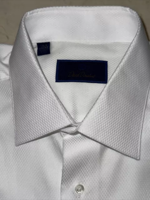 David Donahue Mens Diamond Pattern Trim Fit Cotton Dress Shirt 16.5/34-35 $165