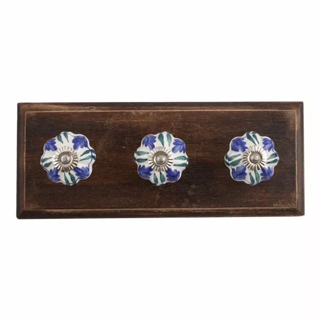 Antique Look Wood Floral Hooks Wall Mount Hangers Coat Hat Clothes Holders