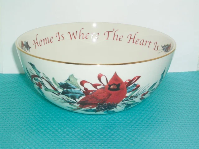 Lenox WINTER GREETINGS Cardinal 7 1/4" Bowl Home is Where the Heart Is