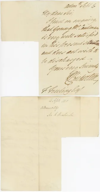 1810 LETTER SIR BICKERTON ADMIRALTY to FRANCIS FREELING re COULSMAN