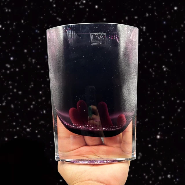 LSA INTERNATIONAL PURPLE Heavy Oval Glass Vase Mouth Blown Made in