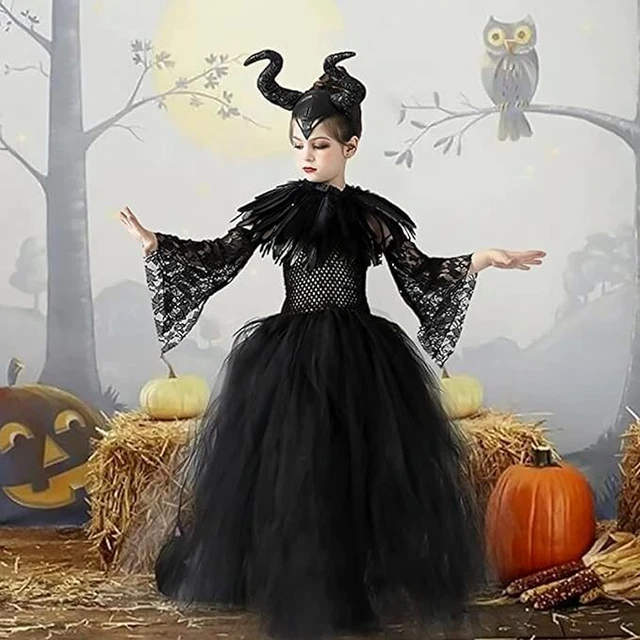 COSTUME DA REGINA per Bambine, Regina Strega Cattiva Maleficent