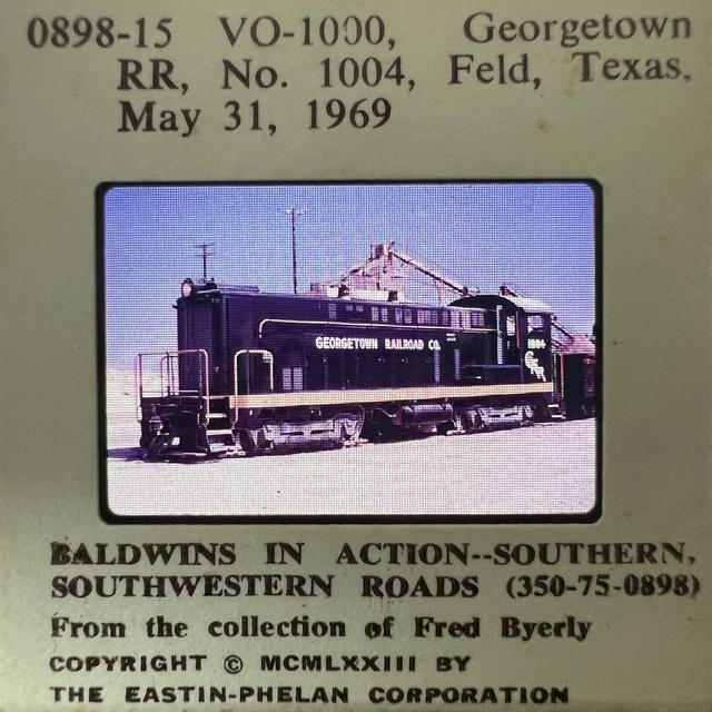 0898-15 VO-1000, Georgetown RR, No. 1004, Feld, Texas. May 31, 1969