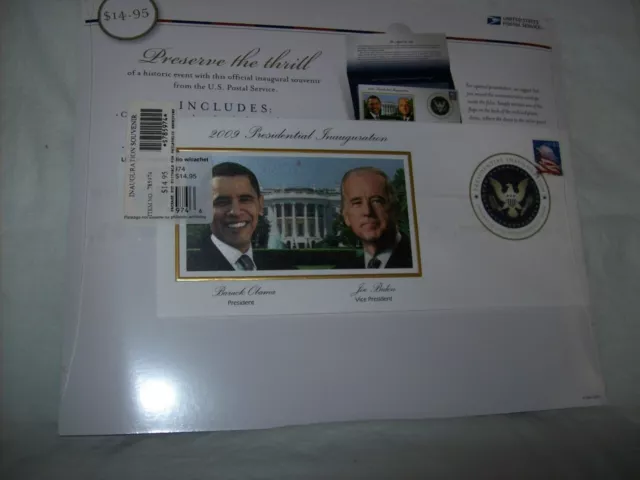 Presidential Inauguration 2009 Barack Obama & Joe Biden souvenir Comm. envelope