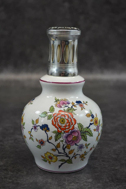 TRÈS JOLIE LAMPE Berger en verre pressé violet, décor de