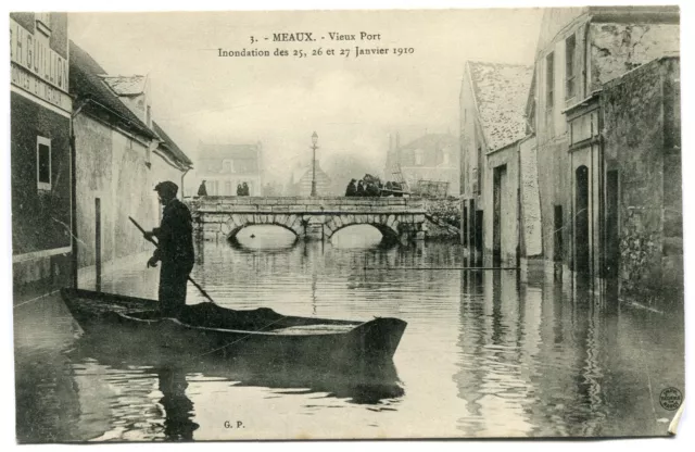 CPA - Carte Postale - France - Meaux - Vieux Port - Inondation Janvier 1910