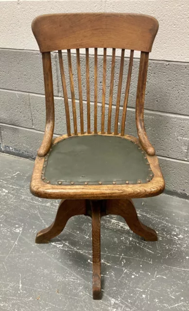 Old Edwardian Antique Vintage Retro Style Century Swivel Wooden Office Chair 2