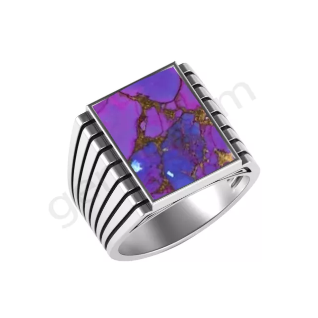 Personalizable Hombre Morado Cobre Turquesa Anillo 925 Plata de Ley Regalo Joyas 2