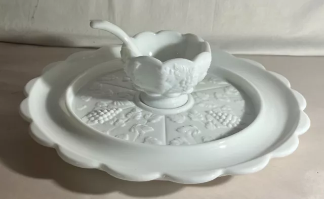 Westmoreland Milk Glass Paneled Grape Canape Set