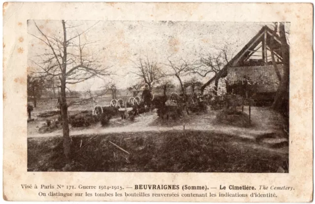 CPA 80 - BEUVRAIGNES (Somme) - Le Cimetière - Guerre 1914-1915