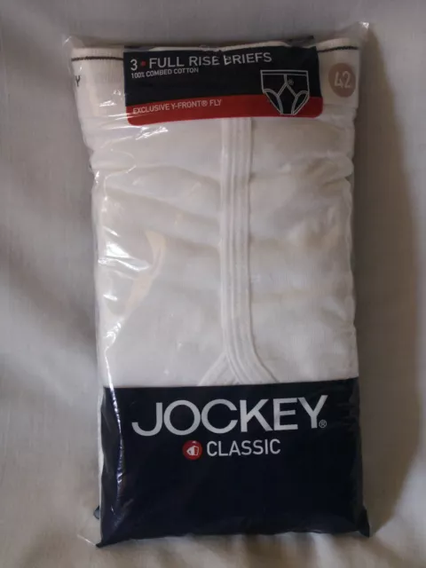 Jockey Classic Full Rise Men's Briefs 3 Pack Size 42 White 2004 Costa Rica New