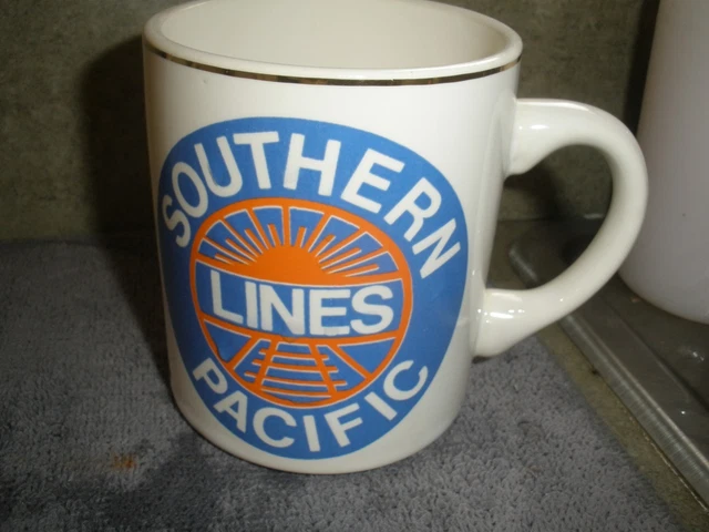 Vintage Train Mug 3.5" X 3" SOUTHERN LINES PACIFIC Railroad ceramics