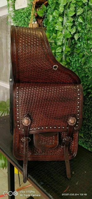 Sac de selle Western Horse WILD RACING sac de selle en cuir véritable