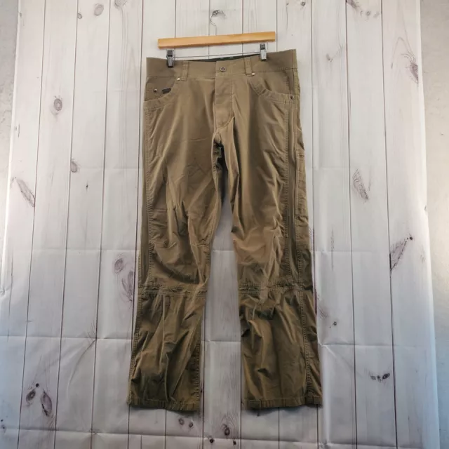 KUHL Pants Mens 35x30 Chino Straight Brown Zip Front Hiking Actual 35x29.5