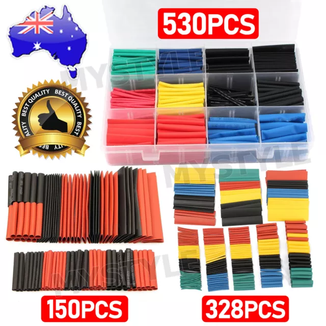 328/530PCS Assortment Heat Shrink Tubing Tube Sleeving Cable Wire Insulation Kit