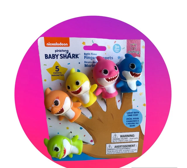 NICKELODEON PINKFONG BABY Shark Bath Time Finger (5) Puppets Vinyl New
