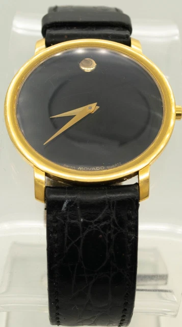 VINTAGE MOVADO MUSEUM 97AZ8888Swiss Quartz Watch Black Dial  display picture 1