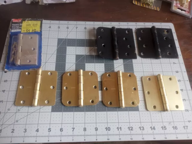 Lot of Stanley Square Corner Residential Door Hinge Satin Brass 3.5"
