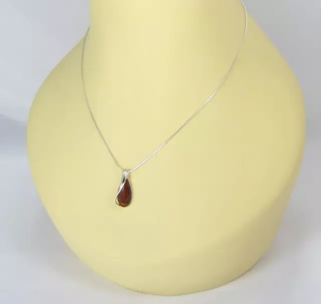 NATURAL BALTIC AMBER STERLING SILVER 925 PENDANT & CHAIN NECKLACE Certified 2