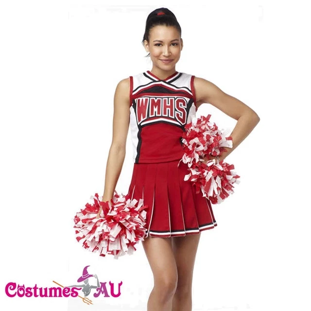 Ladies Glee Cheerleader Costume School Girl Full Outfits Fancy Dress Uniform