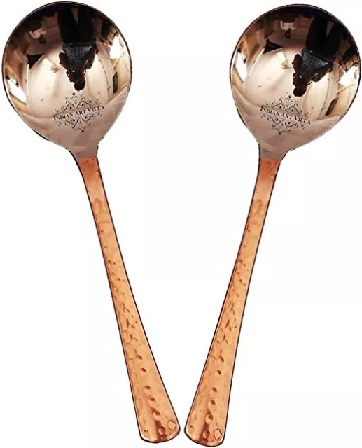 Set of 2 Steel Copper Spoons Home, Hotel, Restaurant Diwali Gift KITCHENWARE