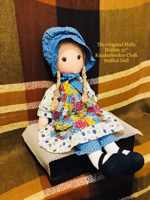 Vintage 1970s Knickerbocker 27” Holly Hobbie Original Cloth Rag Doll